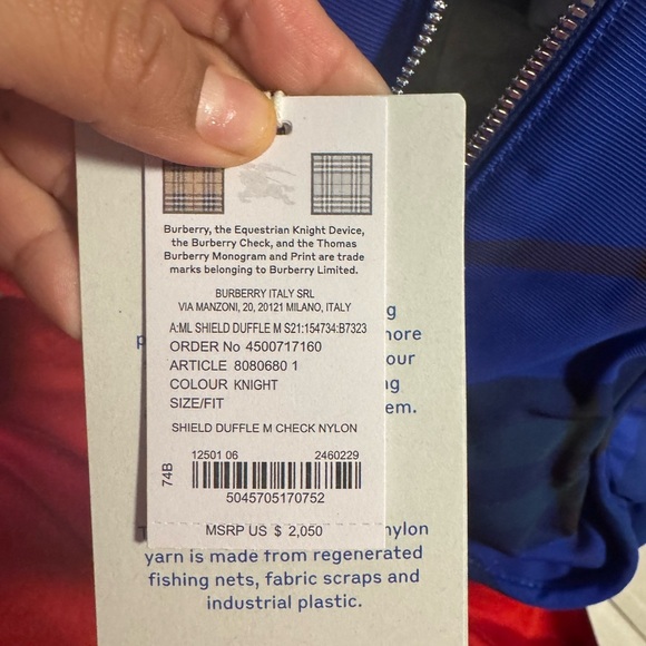 NEW Limited Edition Burberry Medium Shield Checked Duffle Bag - Picture 4 of 4